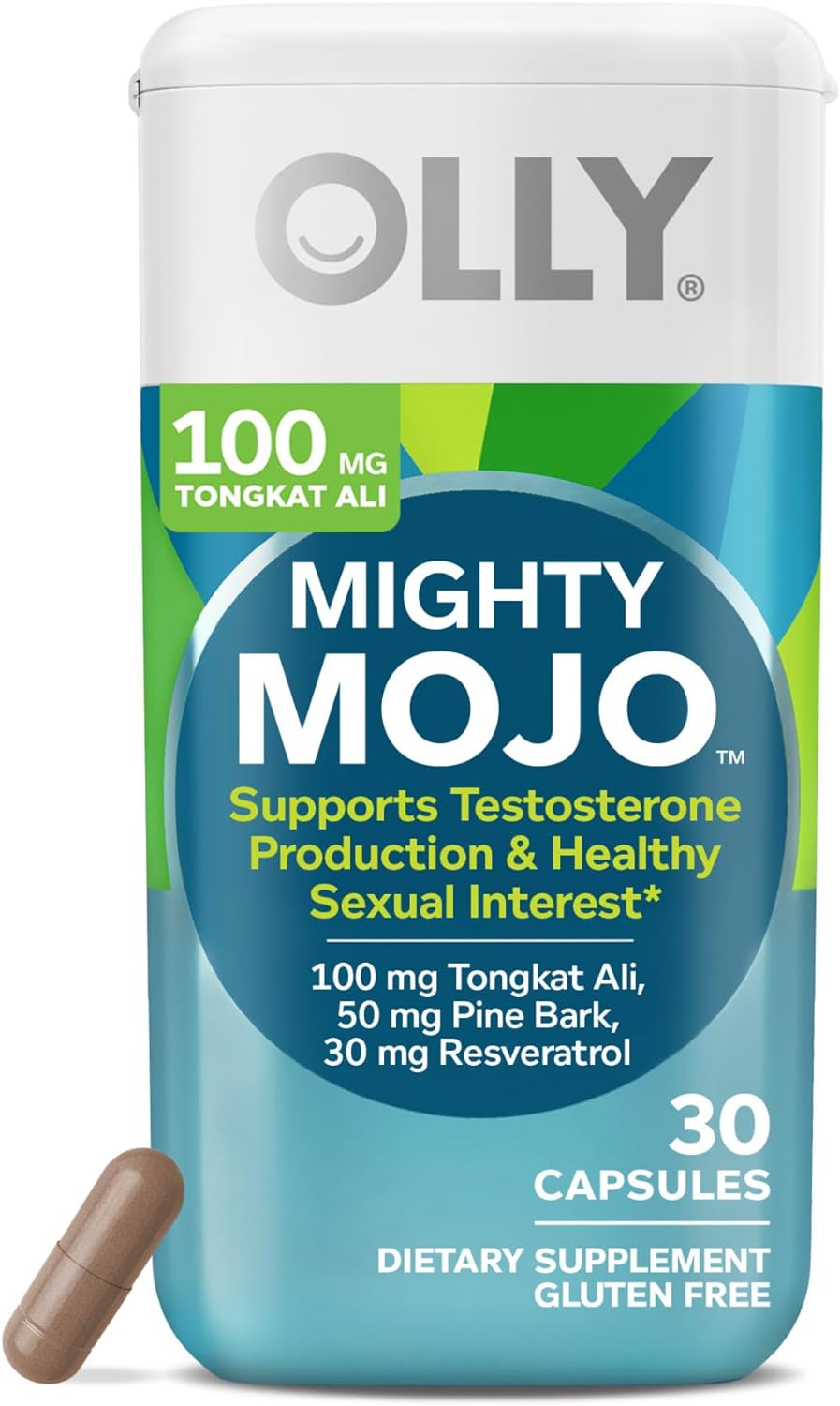 OLLY Mighty Mojo, Tongkat Ali, Resveratrol & Pine Bark, Testosterone with Antioxidant Support, Supplement for Men, 30 Count