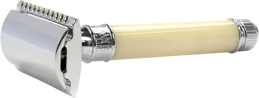 Edwin Jagger Double Edge (De) Chrome & Ivory Color Handle Safety Razor