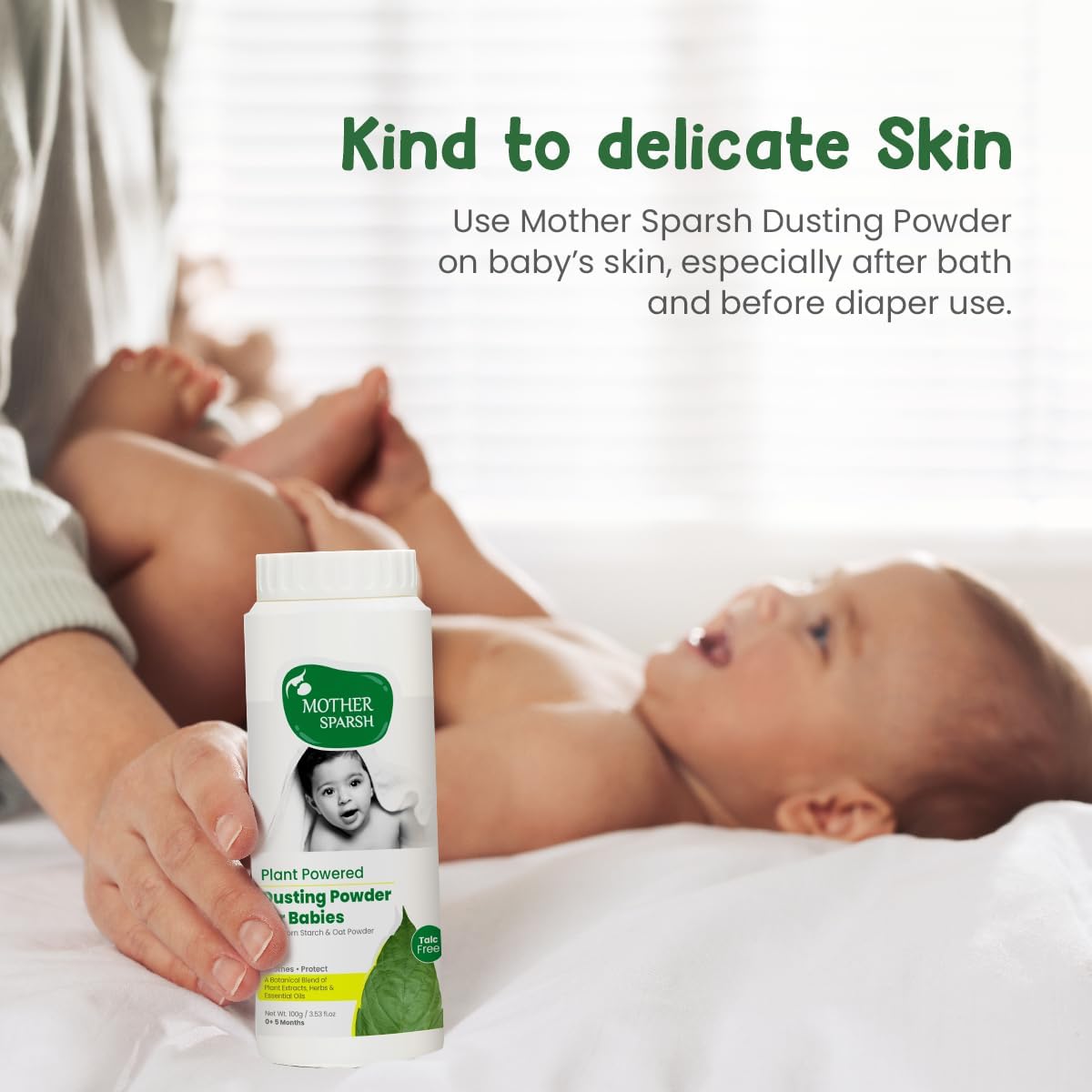 Mother Sparsh Talc-Free Natural Dusting Powder for Babies, 100 g (Pack of 2) : Baby