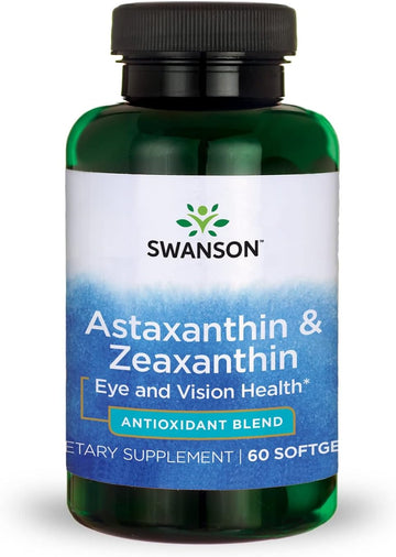 Swanson Astaxanthin & Zeaxanthin Eye Vision Brain Skin Health Antioxidant Support Supplement (Astaxanthin 4 mg & OmniXan Zeaxanthin 4 mg) 60 Softgels Sgels