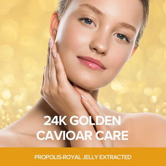 Jmsolution Active Golden Caviar Nourishing Mask - Korean Skincare Facial Mask-Caviar Extracted - Collagen Essence- 10 Sheets For All Skin Types