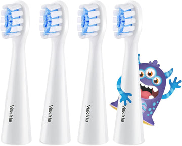 Vekkia Three Eyes Electric Toothbrush Replacement Heads - 7X More Plaque Removal, End-Rounded 3D Curved Soft Bristles, Comfortable & Efficient Clean Teeth, Perfect for Kid Small Mouth