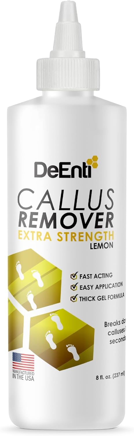 Deenti Callus Remover Gel, Extra Strength Foot Callus Remover, 8Oz Salon Grade Home Pedicure Supplies For Rough, Dry, Cracked Skin, Heavy Duty Callus Remover For Feet, Lemon