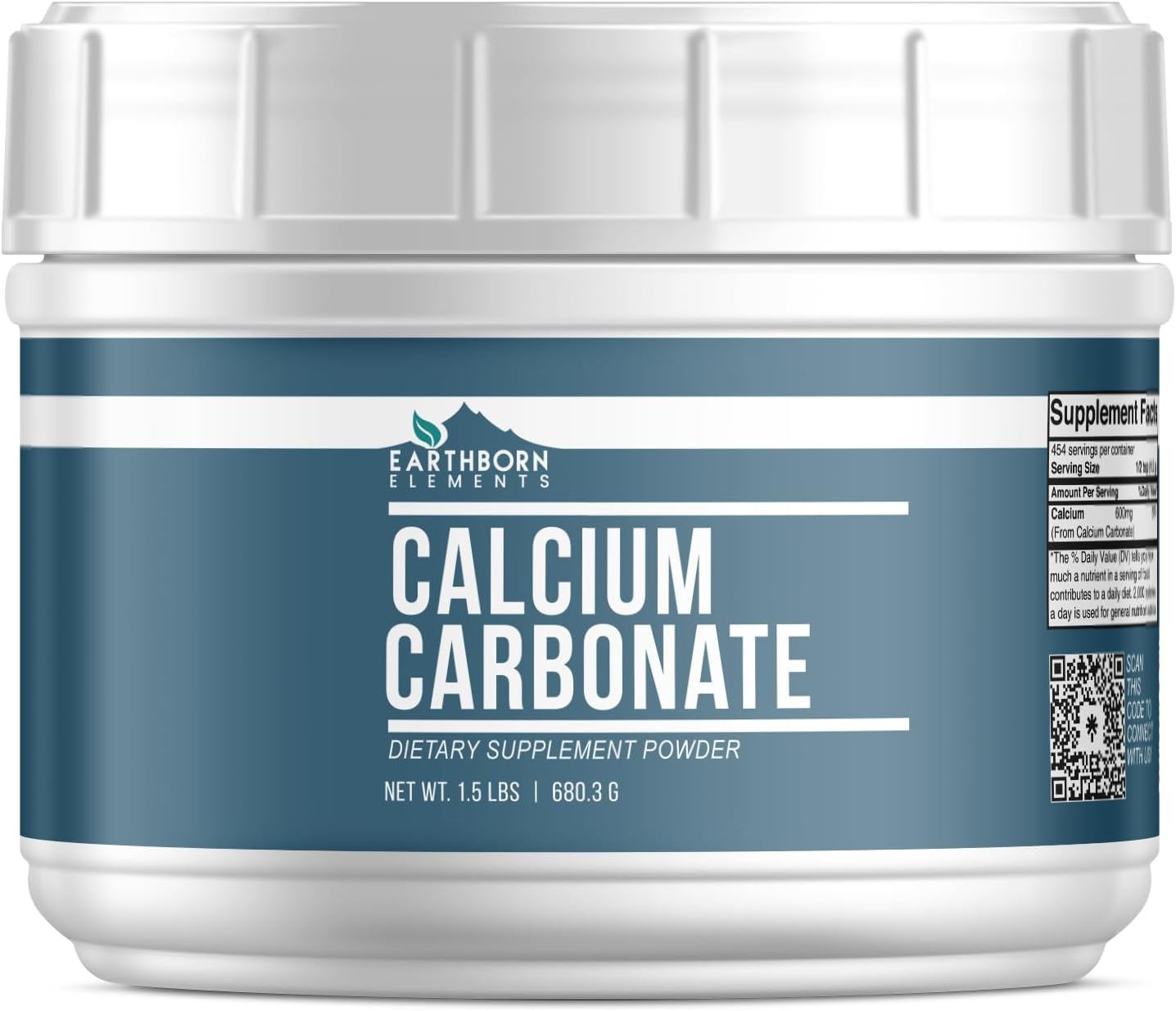 Earthborn Elements Calcium Carbonate Powder (1.5 lb), Natural Antacid, Convenient Mess Free Resealable Tub