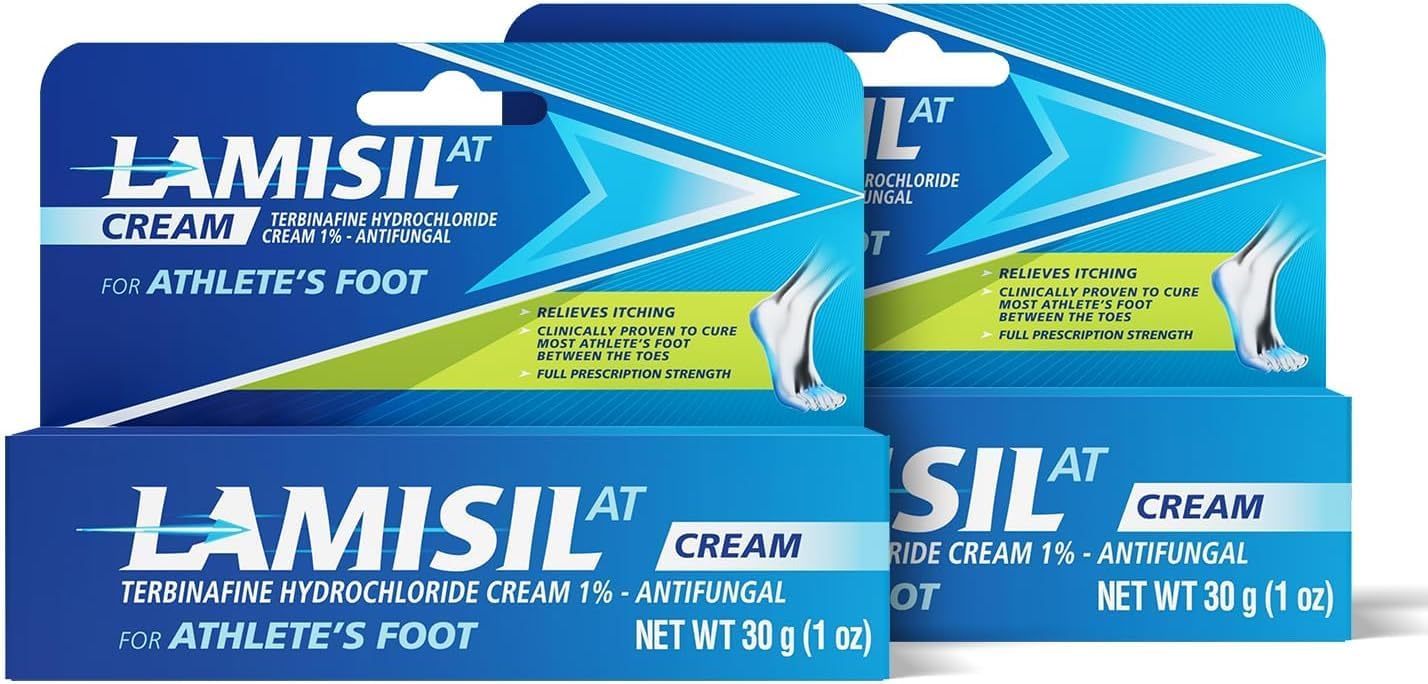 Lamisil 1 Week Athlete’S Foot Treatment, Antifungal Cream With Terbinafine Hydrochloride 1%, Fast Symptom Relief & Prevents Recurrence, 1 Oz (30 G) - 2Pk