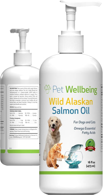 Pet Wellbeing Wild Alaskan Salmon Oil For Dogs & Cats - Daily Omega-3 Fish Oil For Healthy Skin, Coat, Mobility, Joints, Heart Health - Epa, Dha - 16 Fl Oz (473 Ml)