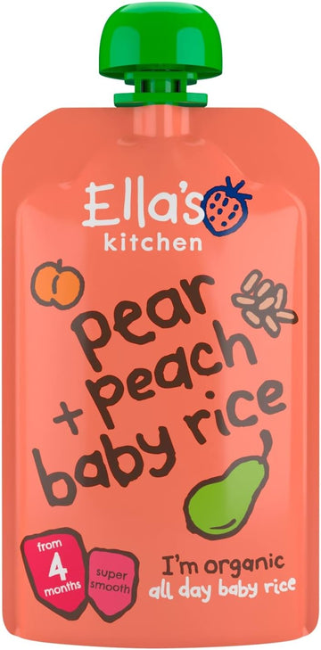 Ella'S Kitchen Organic Peaches Pears And Baby Rice, 120G