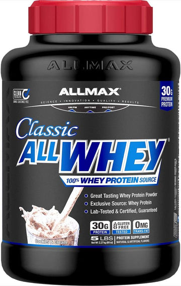 ALLMAX Classic ALLWHEY, Cookies & Cream - 5 lb - 30 Grams of Protein P