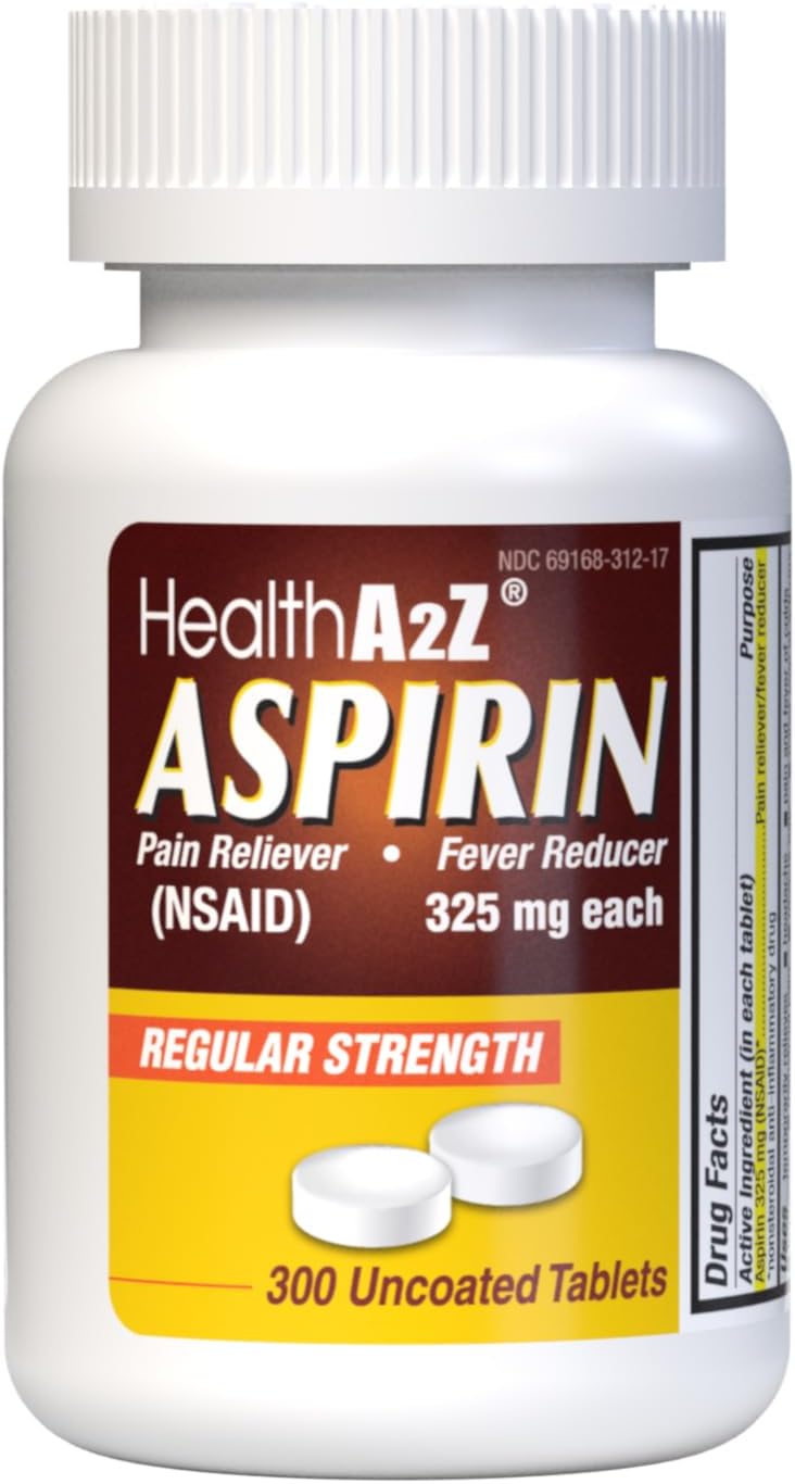 Healtha2Z® Aspirin 325Mg | Uncoated Tablets |Original Strength | Pain Reliver | Fever Reducer | Compare To Bayer® Active Ingredients