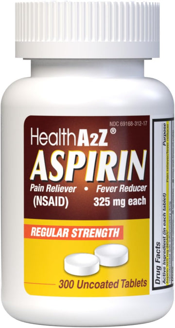 Healtha2Z® Aspirin 325Mg | Uncoated Tablets |Original Strength | Pain Reliver | Fever Reducer | Compare To Bayer® Active Ingredients