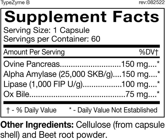 D'Adamo Personalized Nutrition Typezyme - Digestive Enzyme (Blood Type B)