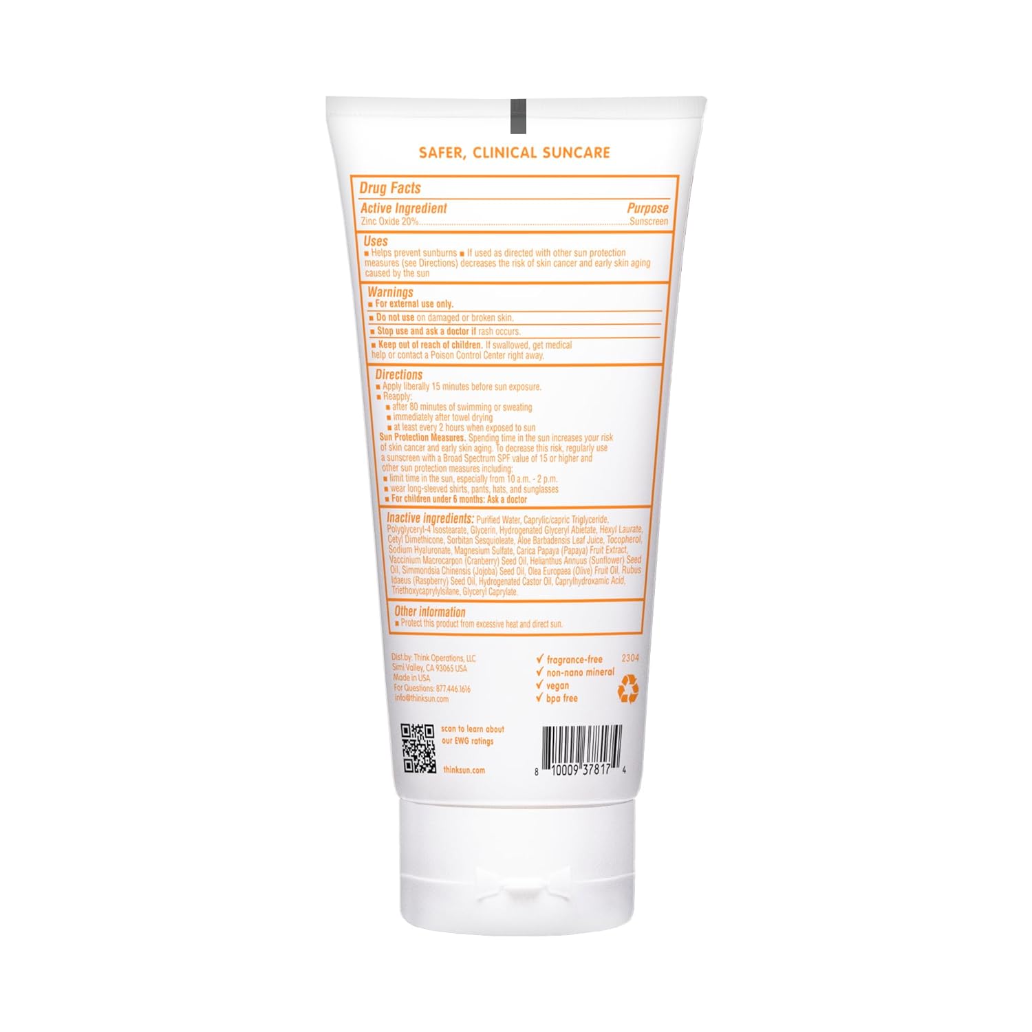 Think Sport Clear Zinc Sunscreen SPF 30, 6 FZ : Baby