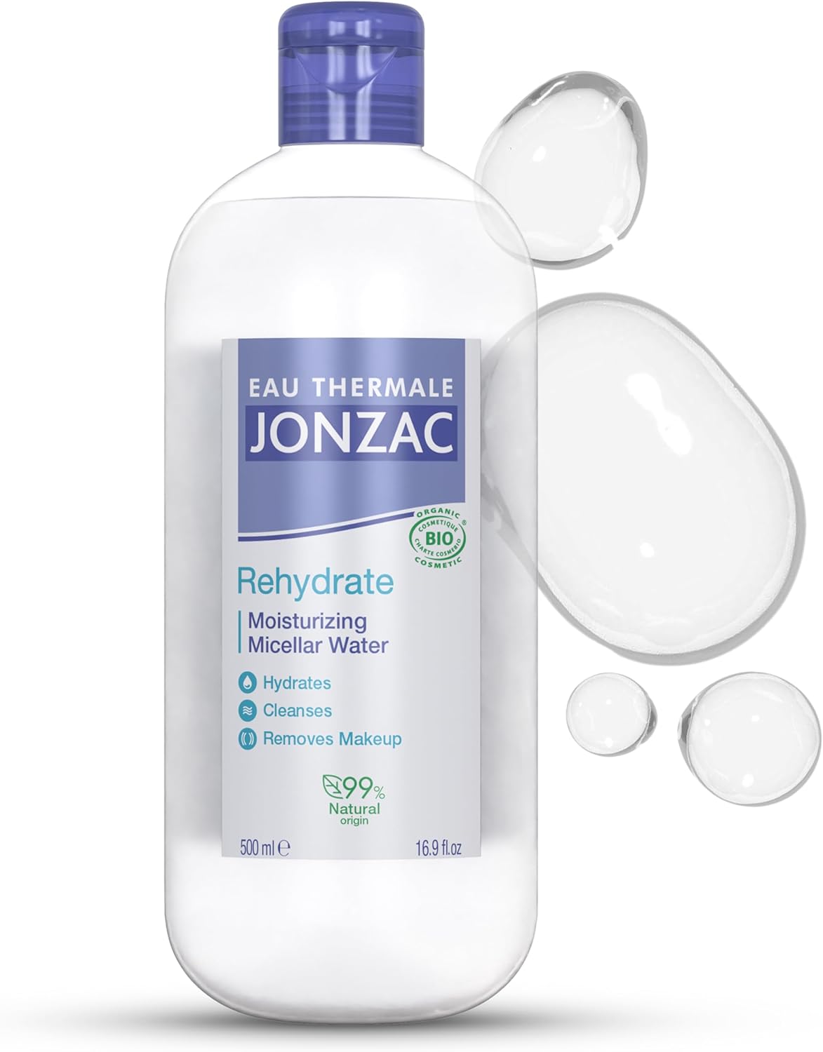 Eau Thermale Jonzac – Moisturizing Micellar Water - Rehydrate Dehydrated Skin, Even Sensitive - Organic Certified - 500 Ml Bottle