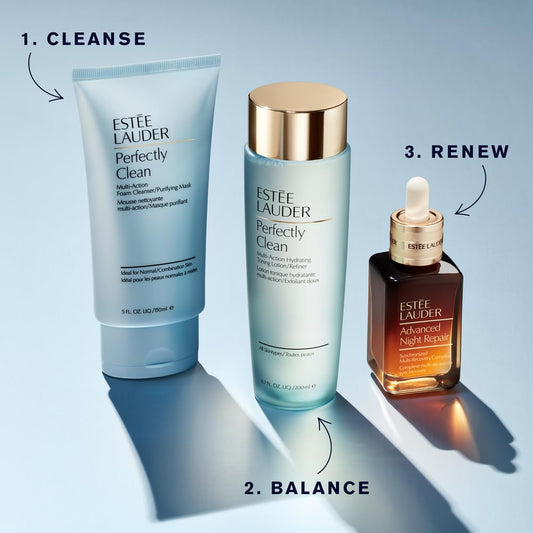 Estée Lauder Perfectly Clean Multi-Action Foaming Face Cleanser/Purifying Face Mask, 5.0 Fl Oz, For Normal/Combination Skin