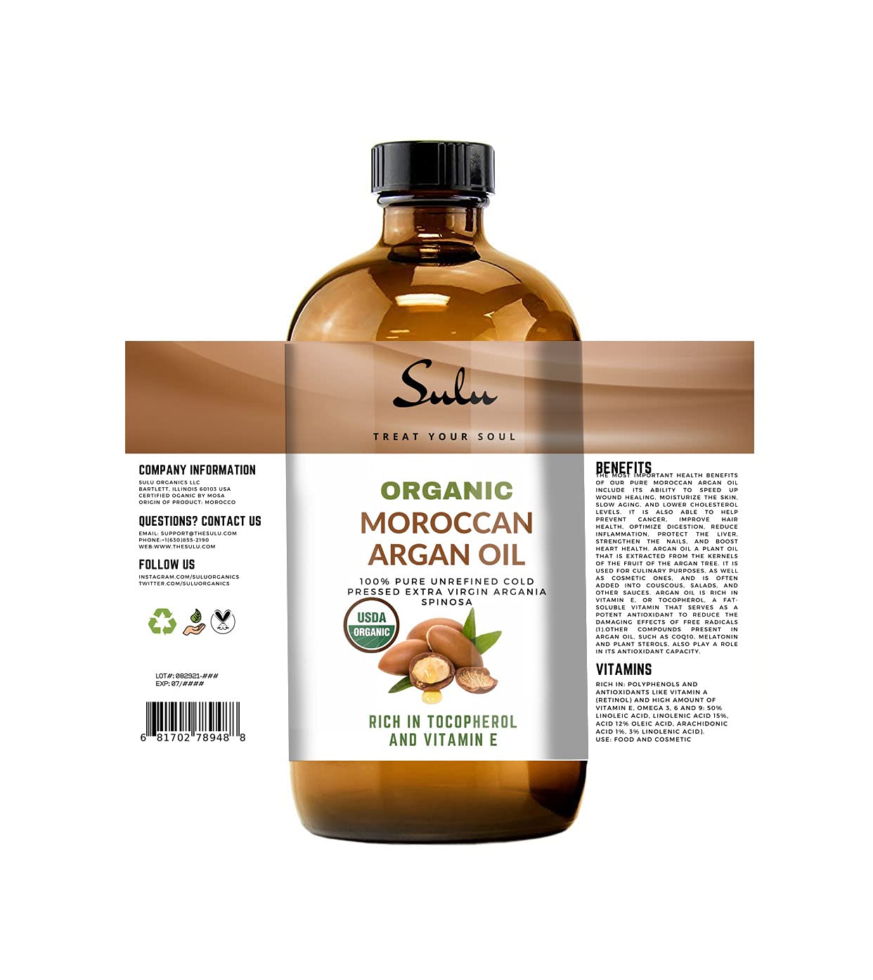 4 LBS/64 FL.OZ Pure Certified Organic Cold Pressed Unrefined Extra Virgin Moroccan Argan Oil : Beauty & Personal Care