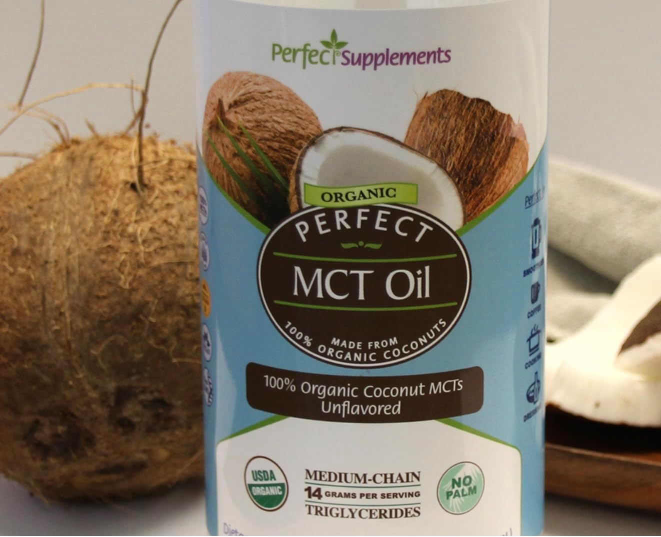 Perfect Supplements – Perfect MCT Oil – 30oz – Organic Coconut MCTs Unflavored Oil – Boosts Sustainable Energy for Body & Brain : Health & Household