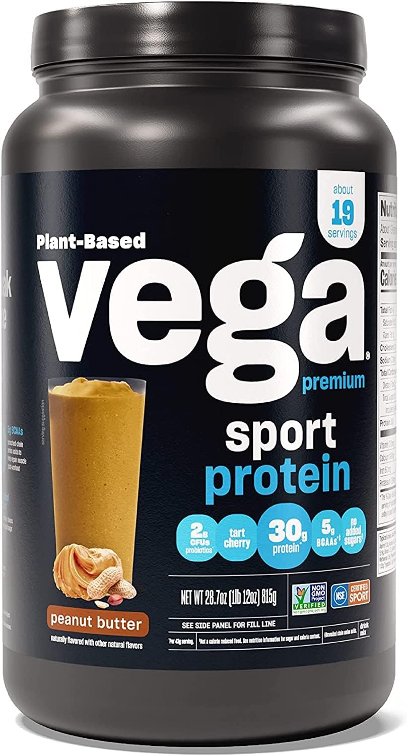 Vega Premium Sport Protein Peanut Butter Protein Powder, Vegan, Non GM