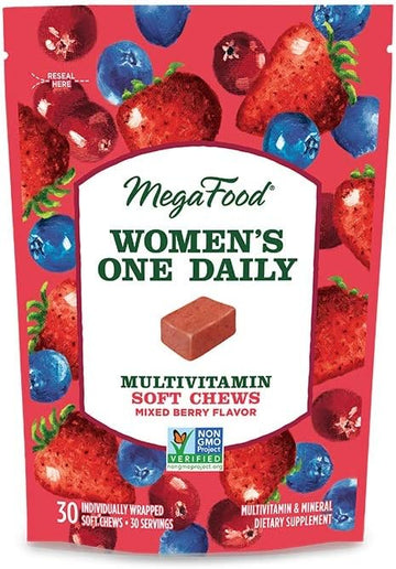 Megafood Women'S One Daily Multivitamin Soft Chews - Multivitamin For Women With Folate, Vitamin B6, Vitamin B12, Biotin, Vitamin D - Mixed Berry Flavor - Vegetarian, Non-Gmo - 30 Chews