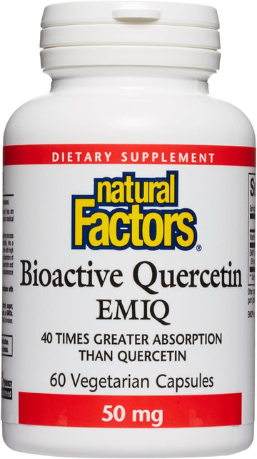 Natural Factors, Bioactive Quercetin Emiq 50 Mg With Vitamin C, Supports Sinus, Heart And Immune Health