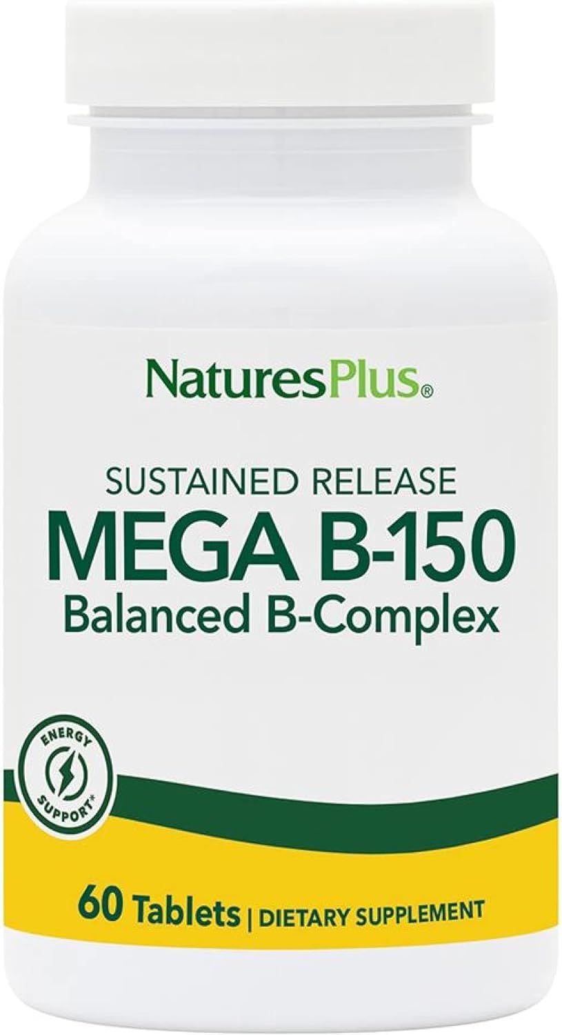 Naturesplus Mega B150 Complex, Sustained Release - 60 Vegetarian Tablets - Maximum Potency B Complex Vitamin Supplement - Gluten-Free - 60 Servings