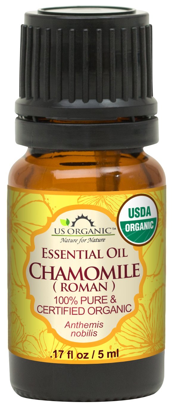 US Organic 100% Pure Chamomile (Roman) Essential Oil - USDA Certified Organic, Steam Distilled - W/Euro Dropper (More Size Variations Available) (5 ml)