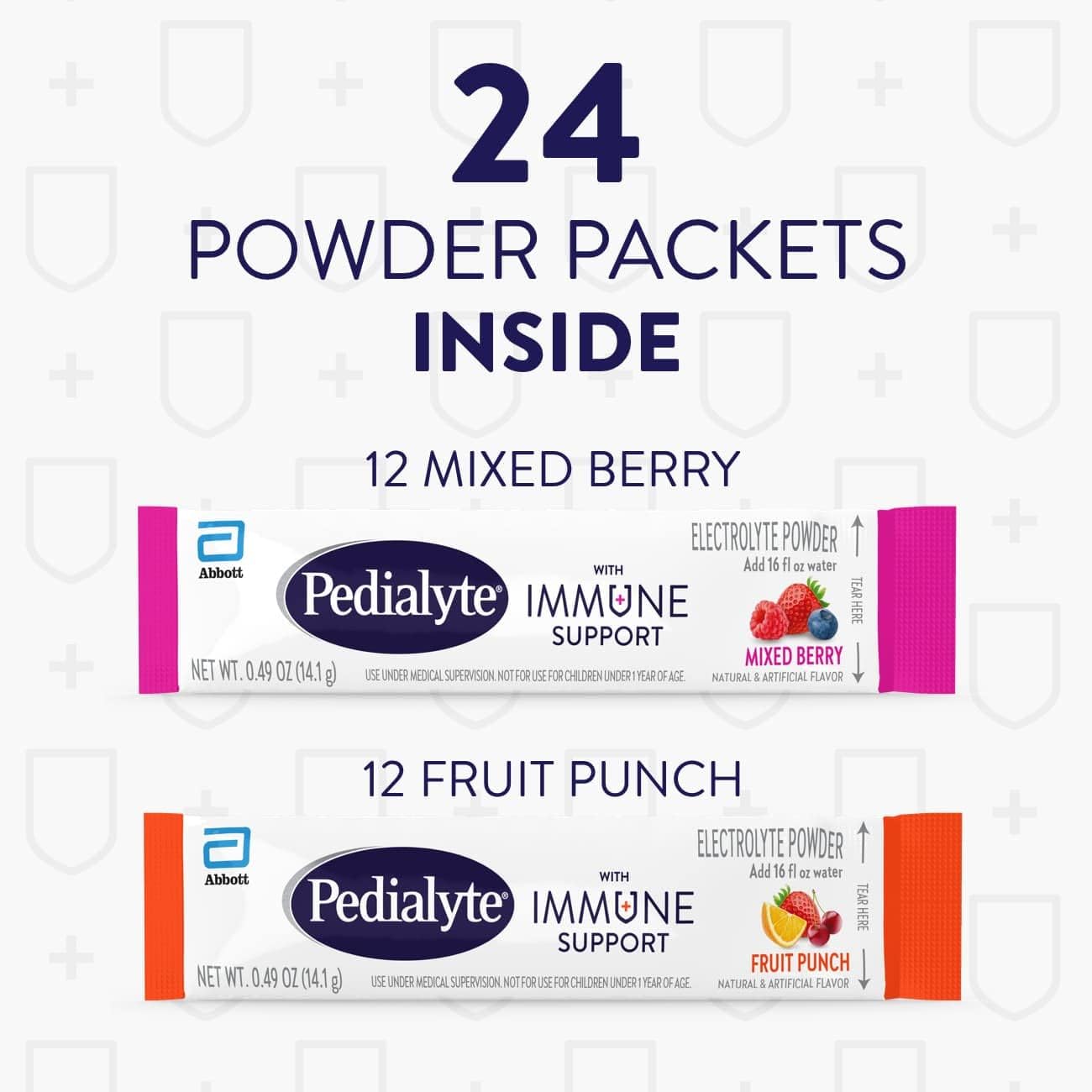 Pedialyte with Immune Support, Electrolytes with Vitamin C and Zinc, Advanced Hydration with PreActiv Prebiotics, Mixed Berry & Fruit Punch, Electrolyte Drink Powder Packets, 6 count (Pack of 4) : Health & Household