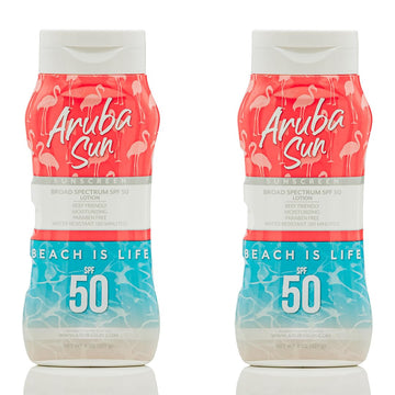 Spf 50 Sunscreen Lotion | 2-Pack | Aruba Reef Act Compliant No 67 Octinoxate & Oxybenzone Free | Water-Resistant, Non-Greasy, Broad Spectrum Uva/Uvb Sunscreen, 16 Oz