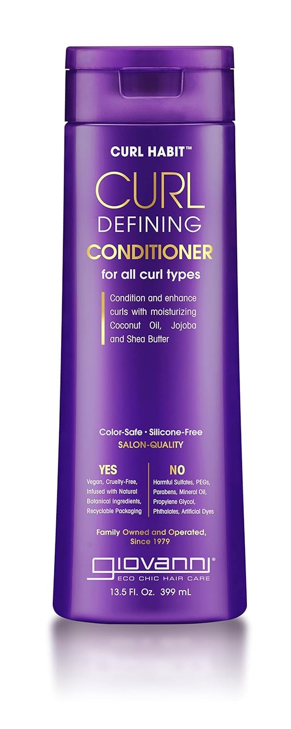 Giovanni Curl Habit Curl Defining Conditioner - Conditioner Curly Hair, Condition & Enhance Curls With Coconut Oil, Jojoba, & Shea Butter, Vegan, Cruelty-Free, Silicone Free Curl Conditioner - 13.5 Oz