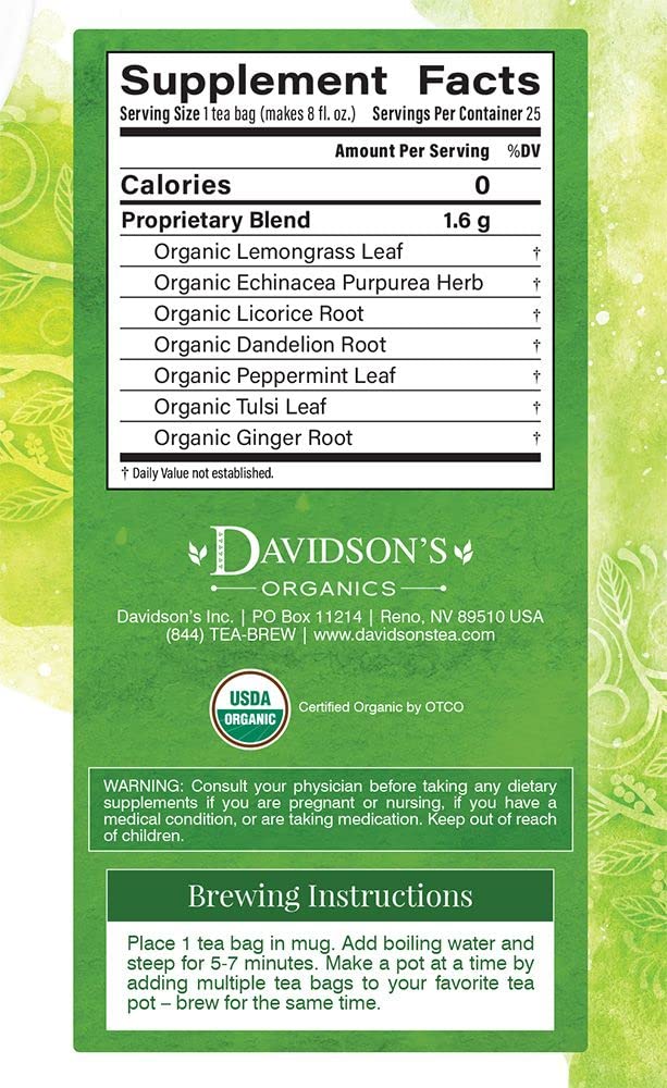 Davidson's Organics, Ayurvedic Infusions, Detox, 25-count Tea Bags, Pack of 6 : Health & Household