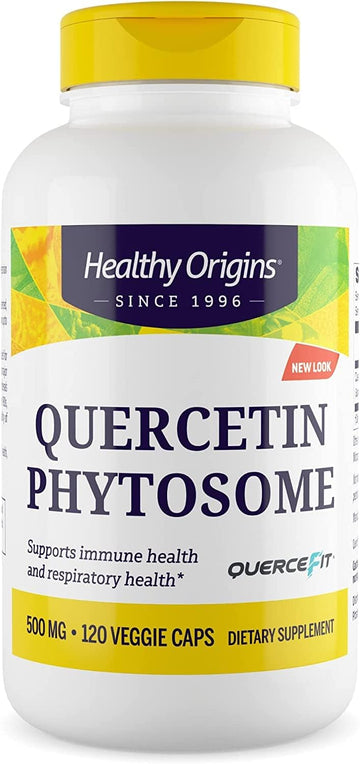 Healthy Origins Quercetin Phytosome 500 mg - Quercetin Supplements for Immune Support & Respiratory Support - Vegan, Non-GMO & Gluten-Free Quercetin Supplement - 120 Veggie Capsules