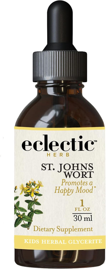 ECLECTIC INSTITUTE Kids Herbs - St. John's Wort, Black Cherry Flavor | Herbal Health Supplement, Promotes a Positive Mood | 1 fl oz (30 ml)