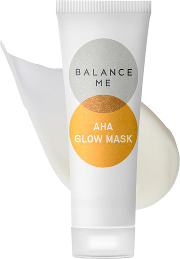 Balance Me Aha Glow Face Mask 50Ml, With Glycolic Acid, Brightening & Purifying Clay Mask, Triple-Action Exfoliation, Anti-Aging, Radiant Skin