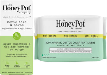 The Honey Pot Company - Suppositories & Non-Herbal Liners Bundle - Maintains & Balances Healthy Vaginal Ph - Organic Cotton Cover - Sanitary Pads For Women - Feminine Care - Fsa & Hsa Eligible