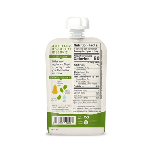 Serenity Kids 6+ Months Usda Organic Veggie Puree Baby Food Pouches | No Sugary Fruits Or Added Sugar | Allergen Free | 3.5 Ounce Bpa-Free Pouch | Carrot Spinach & Basil | 1 Count