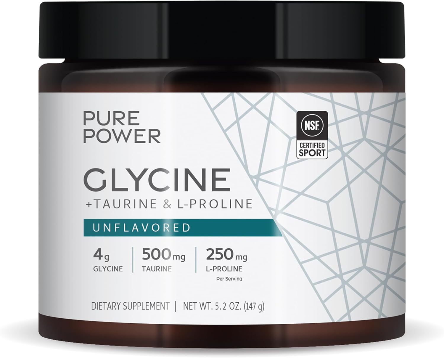 Dr. Mercola Pure Power Glycine + Taurine & L-Proline, Unflavored, 5.2 Oz (147 G), 30 Servings (1 Jar), 4 G Glycine, 500 Mg Taurine, 250 Mg L-Proline, Non-Gmo, Nsf Certified For Sport