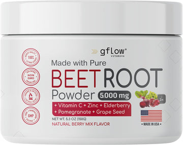 Beet Root Powder - Nitric Oxide Boost and Heart Health - Non-GMO Superfood Supplement - Natural Berry Mix Flavor, 30 Servings