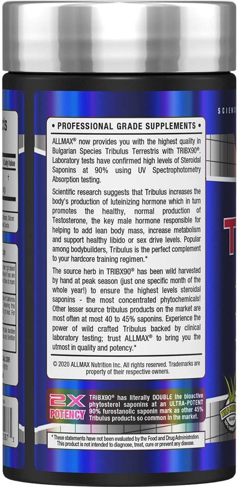 Allmax Nutrition Trib X 90, Bulgarian Tribulus Ultra-Concentrated Extract, 90 Capsules