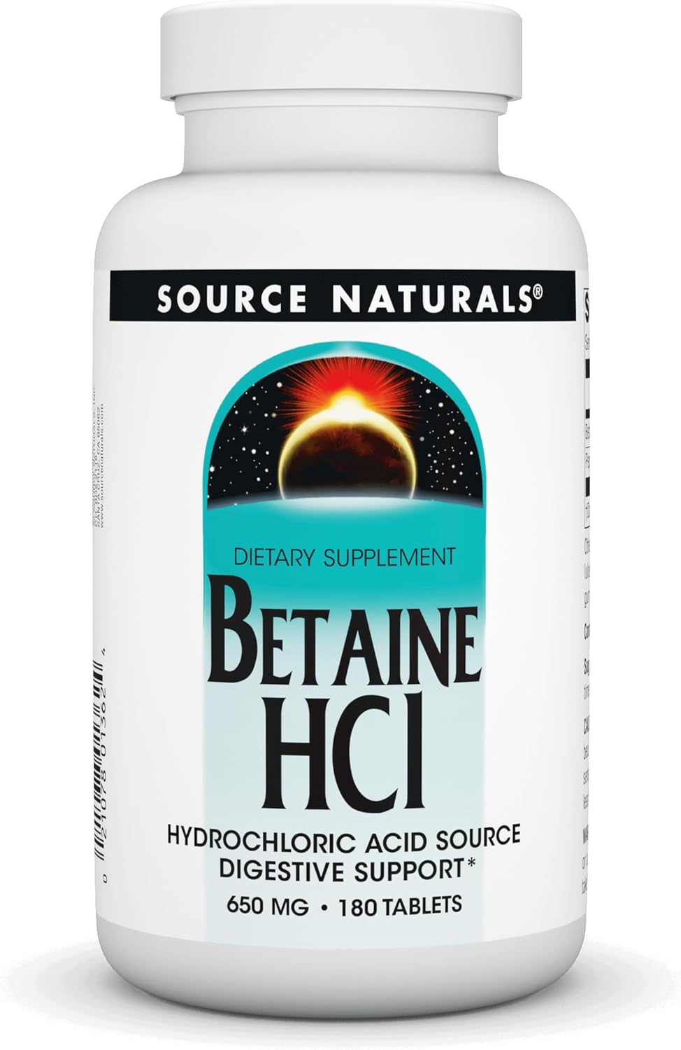 Source Naturals - Betaine Hcl Hydrochloric Acid Source 650 Mg. - 180 Tablets