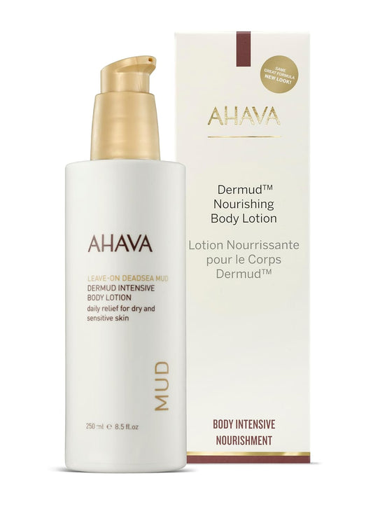 Ahava Dermud Intensive Body Lotion - Lightweight, Silky Cream Based On Patented Leave-On Dead Sea Mud, Combats Rough & Dry Skin, Instantly Softens, Alleviates Irritations & Sensitivity, 8.5 Fl.Oz