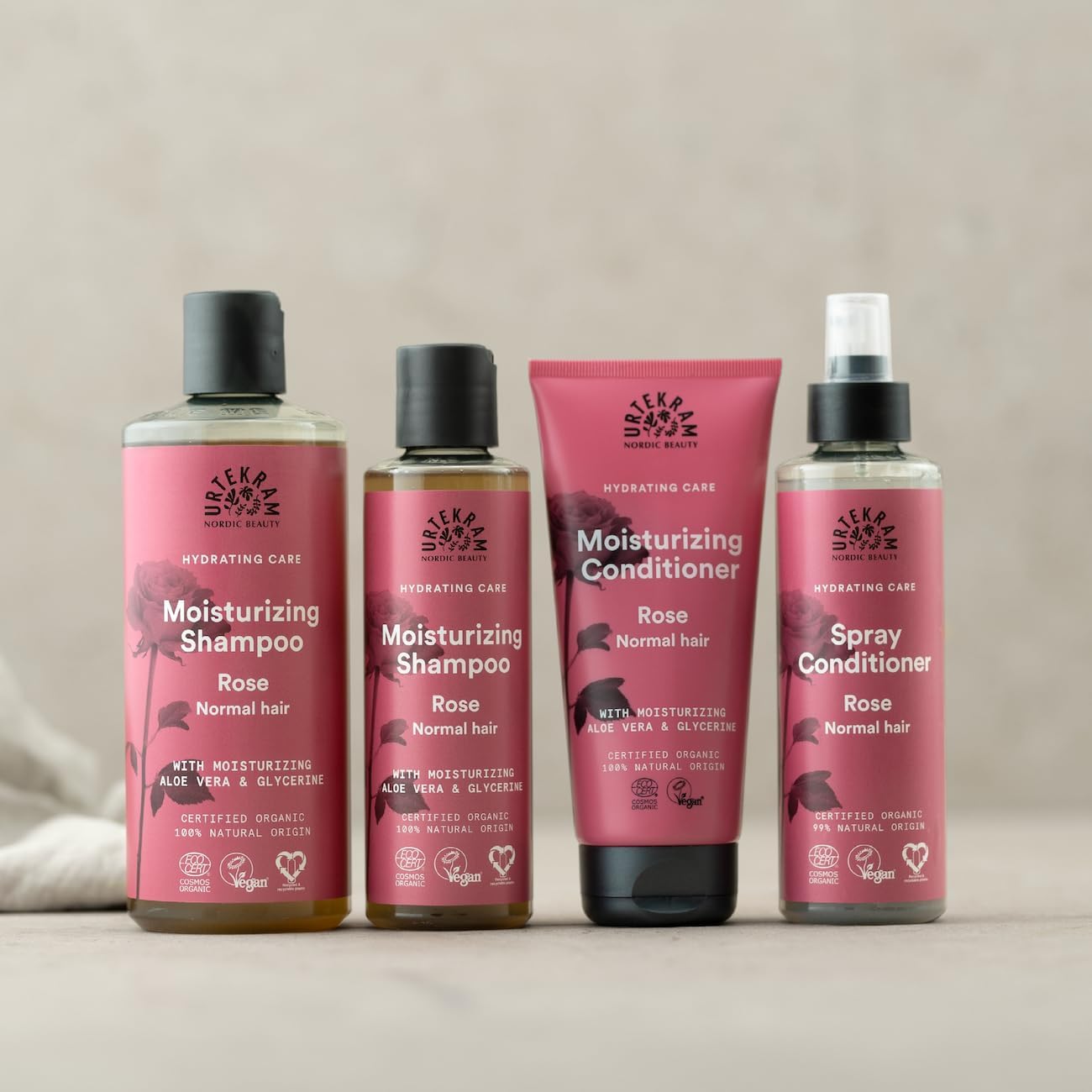 Urtekram Spray Conditioner - Rose - Normal Hair -Vegan, Organic, Hyaloronic Acid, Natural Origin, 250 Ml