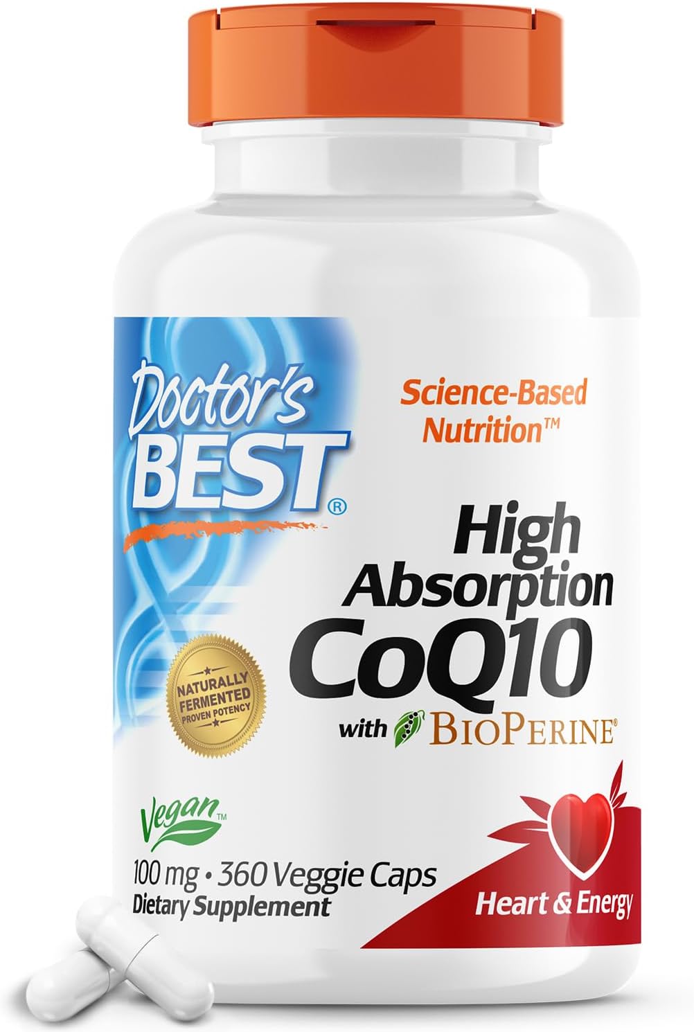 Doctor'S Best High Absorption Coq10 With Bioperine, Gluten Free, Naturally Fermented, Vegan, Heart Health & Energy Production, 100 Mg 360 Veggie Caps