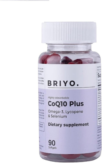 Briyo Highly Absorbable Coq10 100 Mg Plus Omega-3 With Natural Form Of Lycopene And Selenium, Heart Health Supplement (90 Softgels)