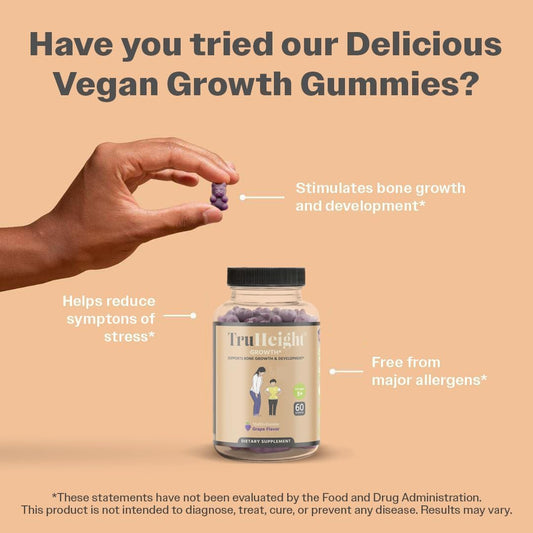 Truheight Growth Gummies (Watermelon) Natural Growth & Development Supplement For Kids & Teens - Vitamin D, K, Calcium & Ashwaganda - Bone Strength Vitamins - Picky Eater Vitamin For Kids - Ages 5+