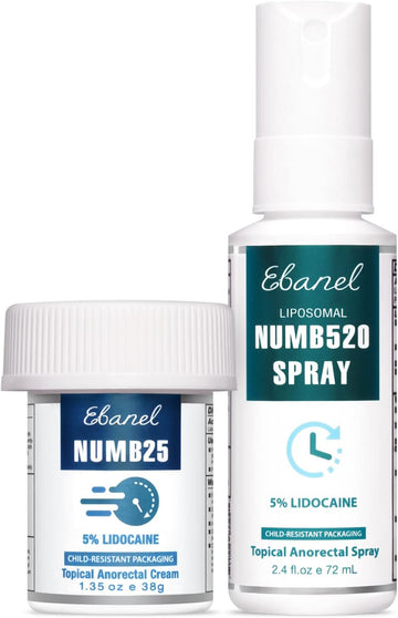 Ebanel Bundle Of Lidocaine Numbing Spray, And Topical Numbing Cream 1 Oz