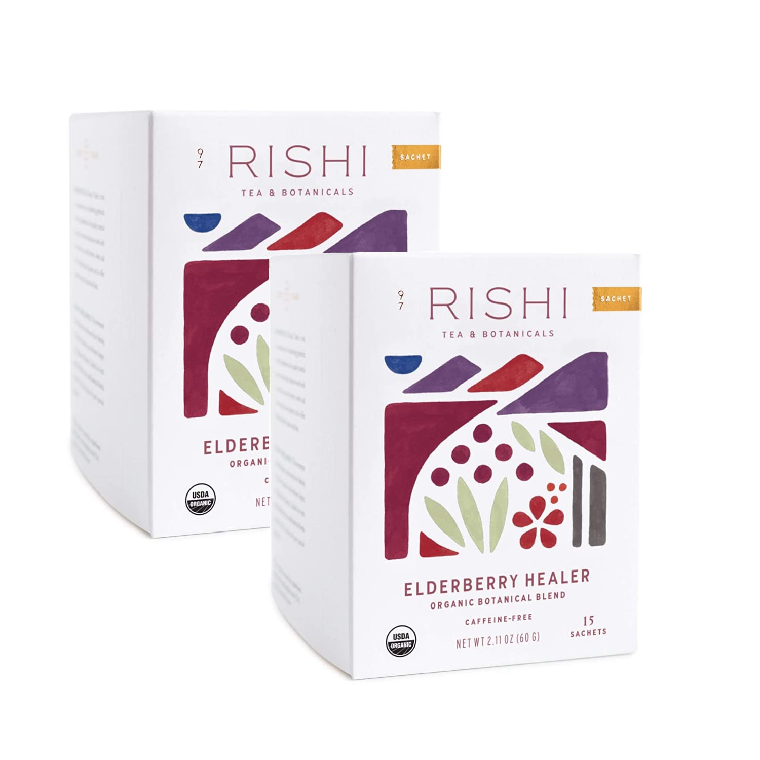 Rishi Tea, Elderberry Healer, Organic 15 Count (Pack Of 2)