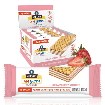 Rip Van Am Yum Strawberry Yogurt - Keto - Non-Gmo - Healthy Snacks - Low Carb & Low Sugar (1G) - Low Calorie - 16 Count