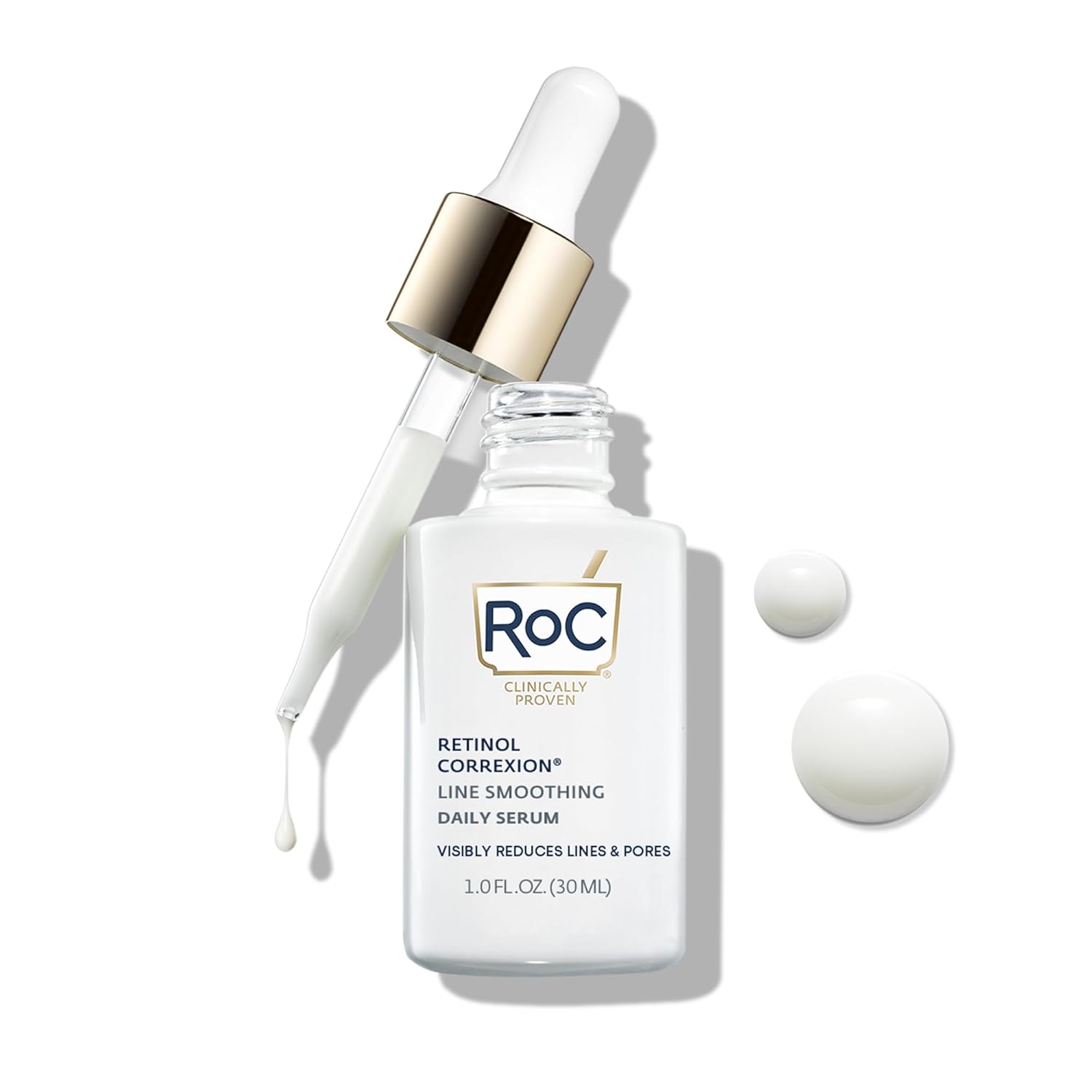 Roc Retinol Correxion Pore Refining Line Smoothing Serum, Daily Anti-Aging Wrinkle Treatment With Squalane, Skin Care For Fine Lines, Dark Spots, Post-Acne Marks, 1 Fl Oz