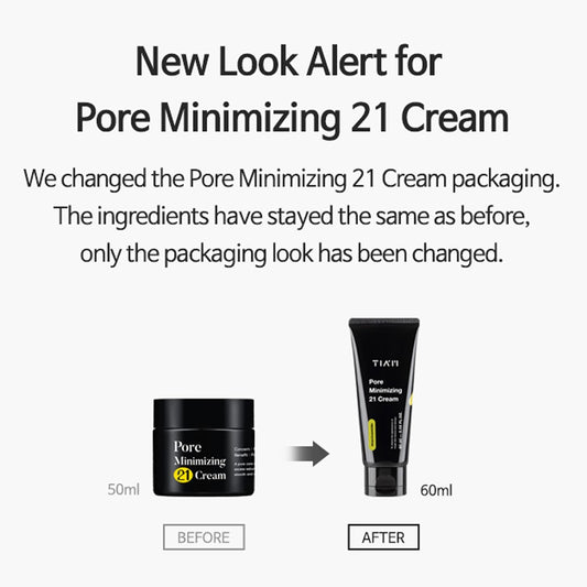 Tiam Pore Minimizing 21 Cream, Niacinamide 5%, Natural Bha 2.1%, Pore Tightening Facial Moisturizer For Combination And Oily Skin, Minimizes Large Pores, 2.02 Fl Oz