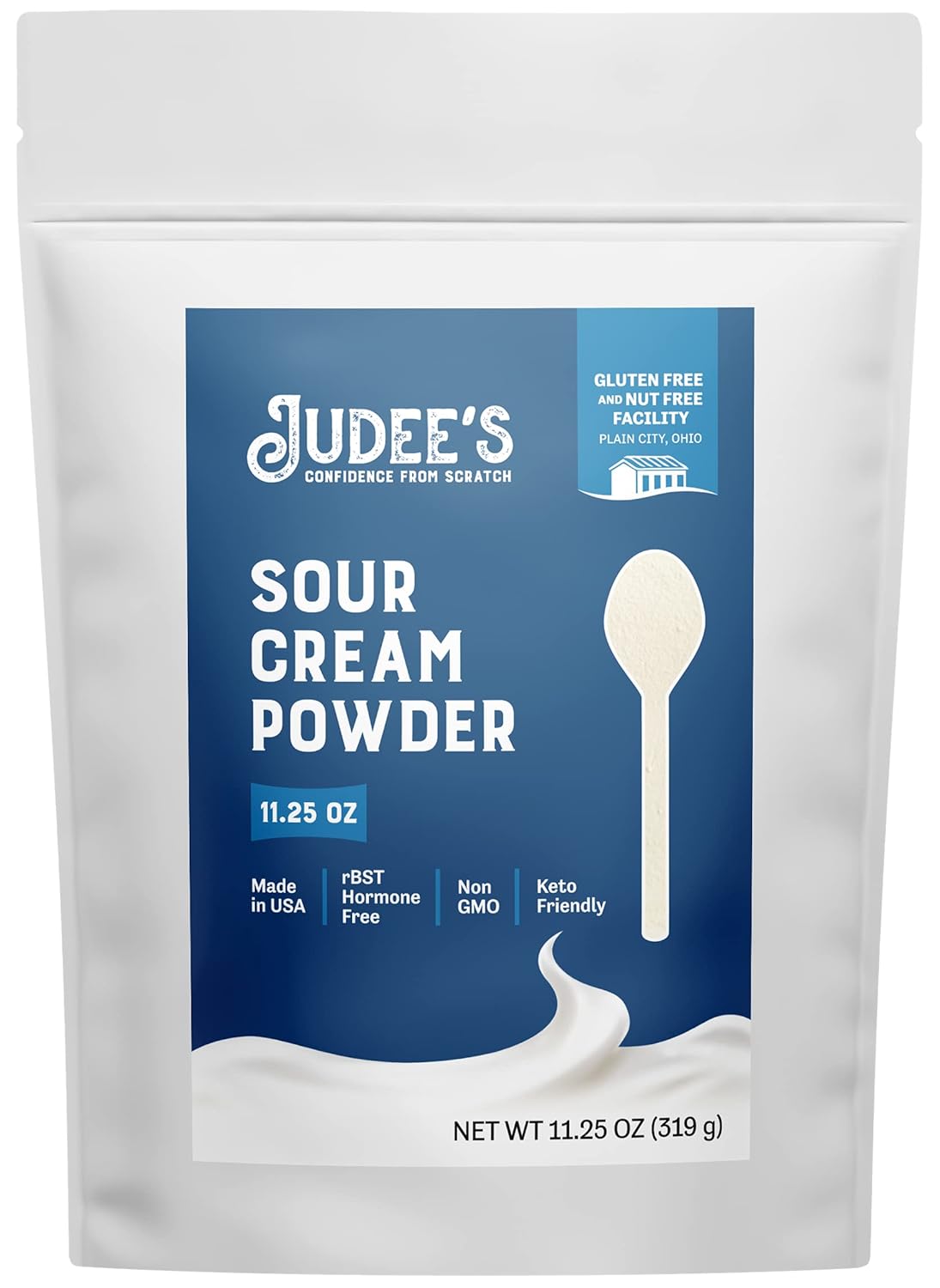 Judee’S Sour Cream Powder 11.25 Oz - 100% Non-Gmo, Rbst Hormone-Free - Keto-Friendly, Gluten-Free & Nut-Free - Made From Real Sour Cream Powdered - Made In Usa - Great For Baking, Toppings, And Dips