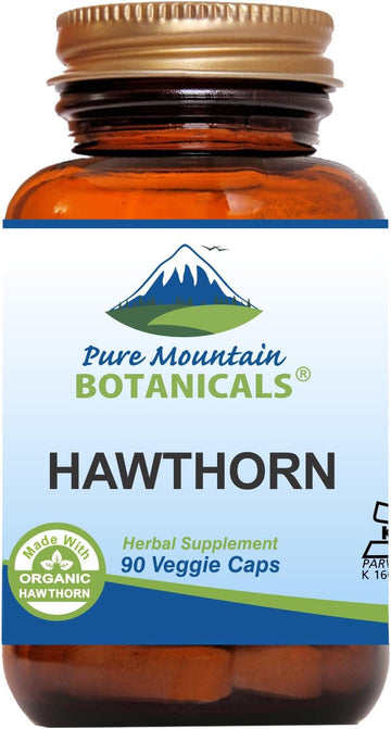 Pure Mountain Botanicals Hawthorn Berry Capsules - Kosher Vegan Caps with 1000mg Organic Hawthorne Berry Supplement